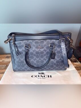 Coach Mia Midnight Navy Signature Satchel NWOT